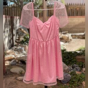 Rare Sugar Thrillz Baby Pink Pearl Tulle Babydoll Dress - NEW Small S Dollskill